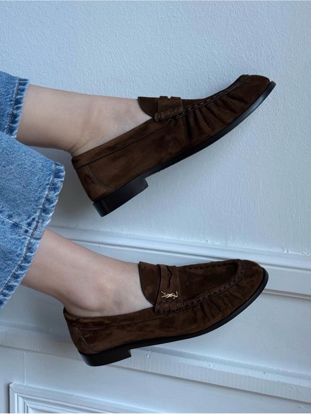Saint Laurent YSL Le Loafer Cassandre Penny Loafers in Brown Suede - Size 37 - Picture 2 of 15
